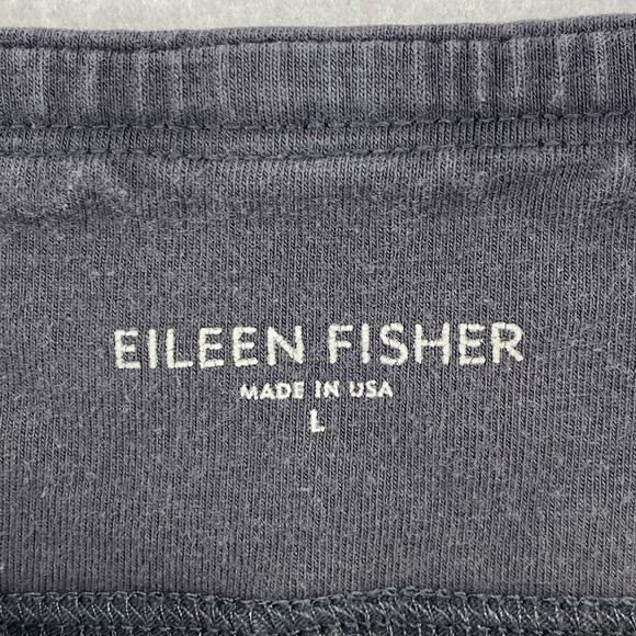 EILEEN FISHER Pants L Organic Cotton Stretch Jersey Cropped Straight Gray USA - Picture 5 of 13